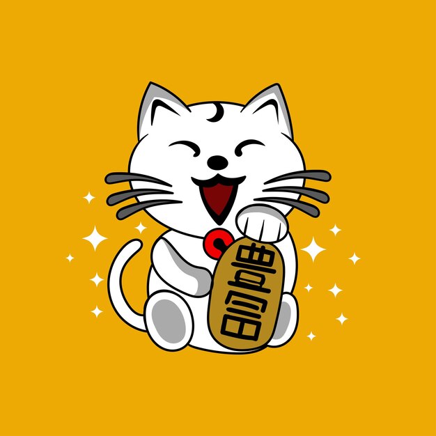 Mascota de gato lindo vector, icono de gato chino - Alta calidad