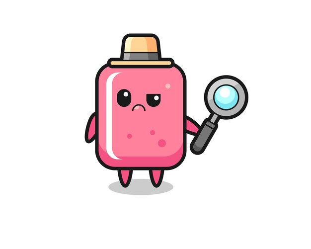 La mascota de la goma de mascar linda como un diseño de estilo detective lindo para el elemento del logotipo de la etiqueta de la camiseta