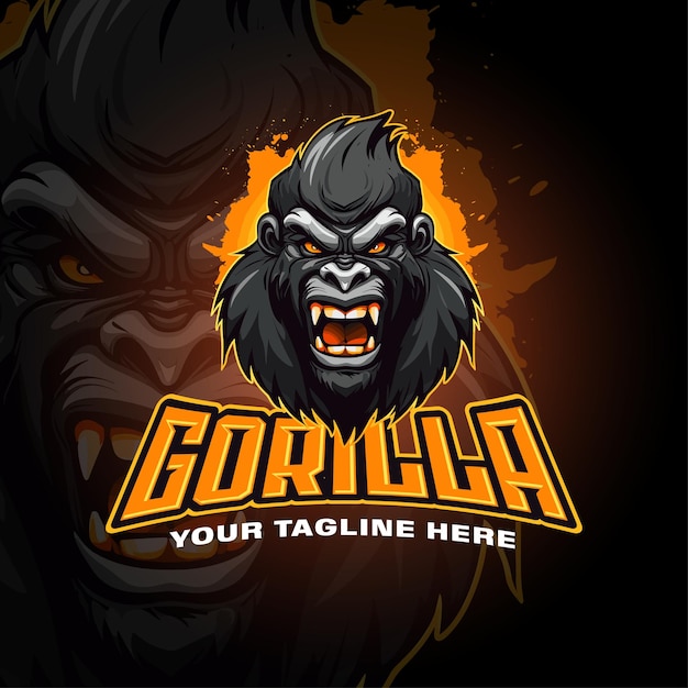 Vector la mascota del gorila el logotipo del juego esport