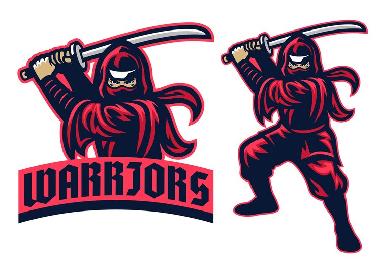 Vector mascota guerrera ninja en set