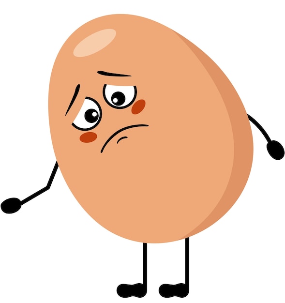 La mascota del huevo graciosa se siente triste