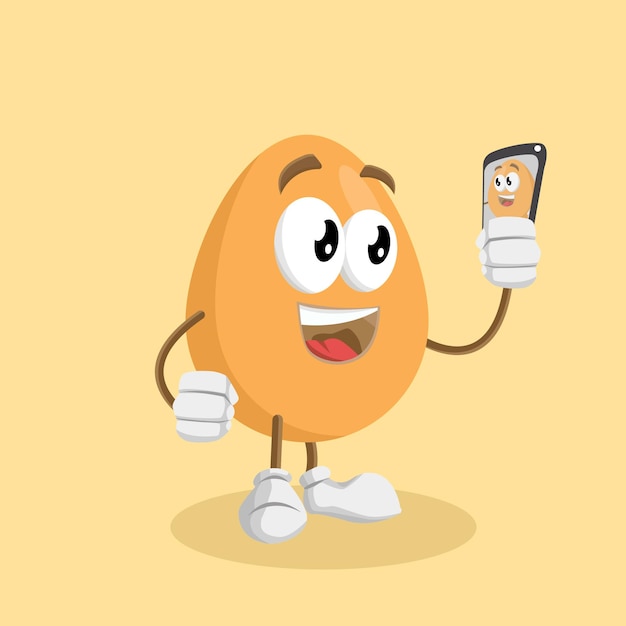 La mascota del huevo con pose de selfie