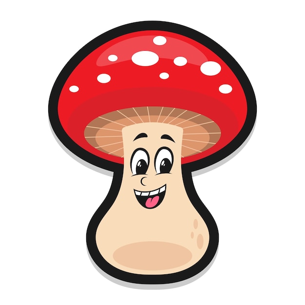 Una mascota de la ilustración de Vector aislado de hongo rojo