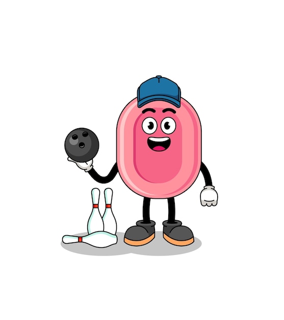 Mascota de jabón como jugador de bolos