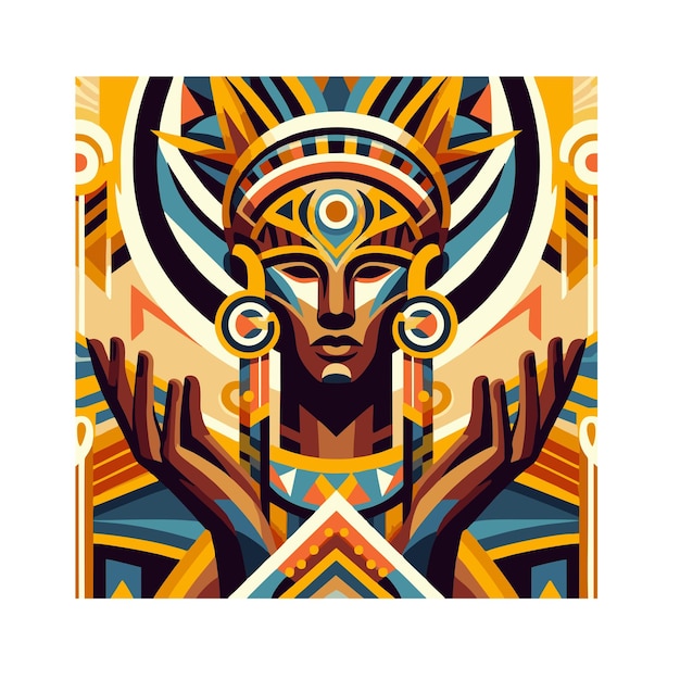 Mascota del jefe tribal africano diseño vectorial plano en estilo vintage