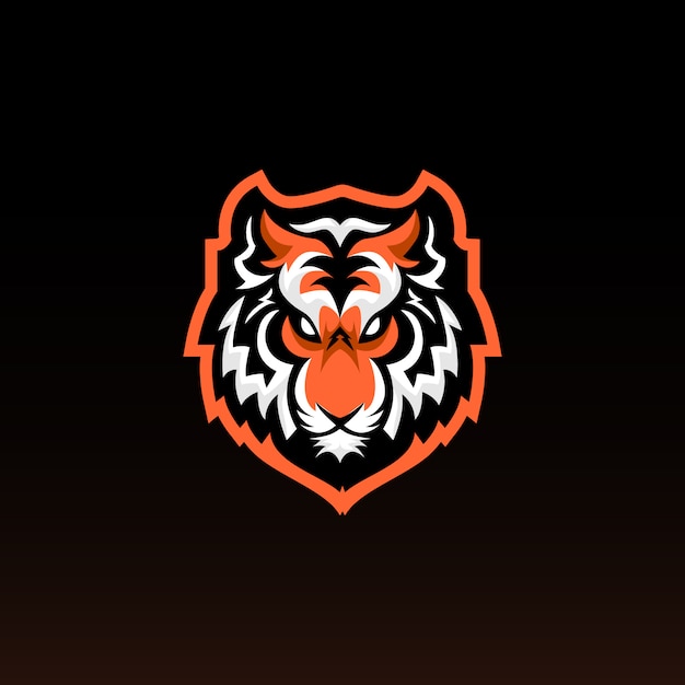 Vector mascota de juego de cabeza de tigre. diseño de logotipo de tigre e deportes.