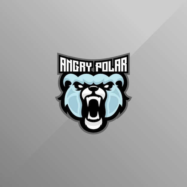 Mascota de juego de diseño de logotipo polar enojado