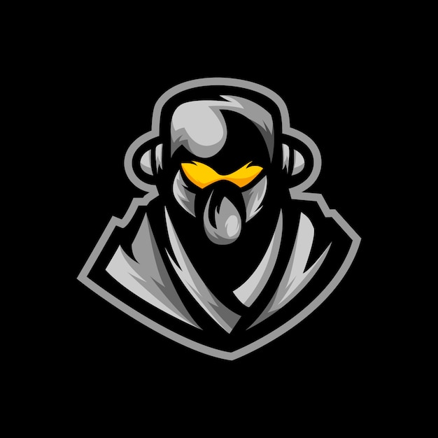 Mascota de juego con logo de ninja e sports