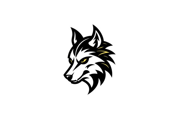 Mascota de juego con logotipo de cabeza de lobo blanco y expresión amenazadora