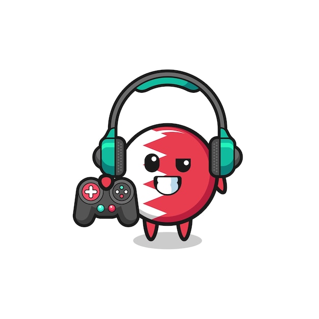 Mascota de jugador de bandera de Bahrein con un lindo diseño de controlador de juego