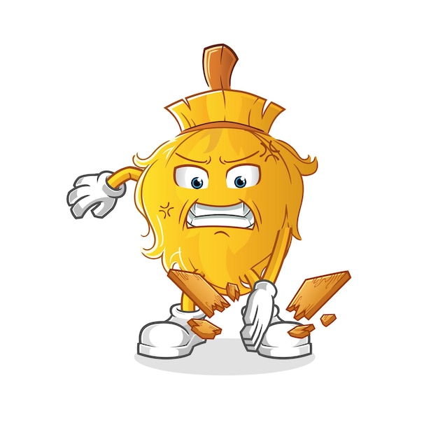 mascota de karate de escoba. vector de dibujos animados