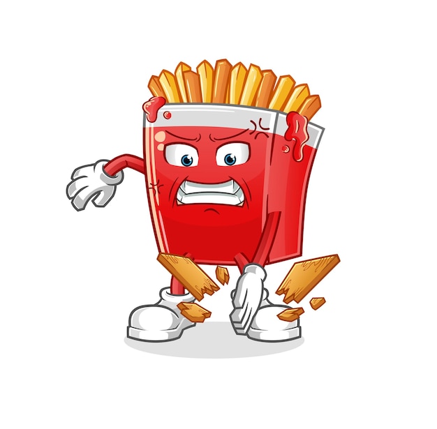 Mascota de karate de papas fritas. vector de dibujos animados