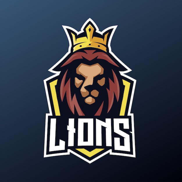 Mascota de león para deportes y esports logo aislado