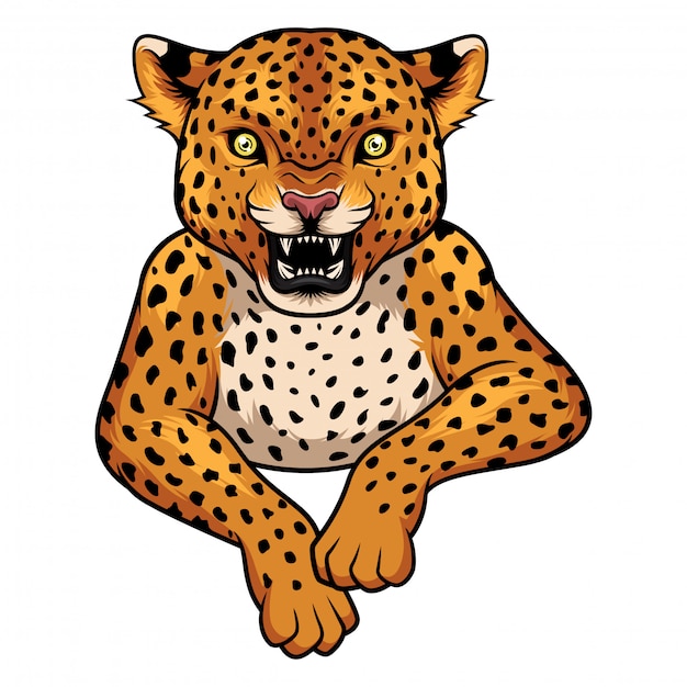 Mascota del leopardo de dibujos animados