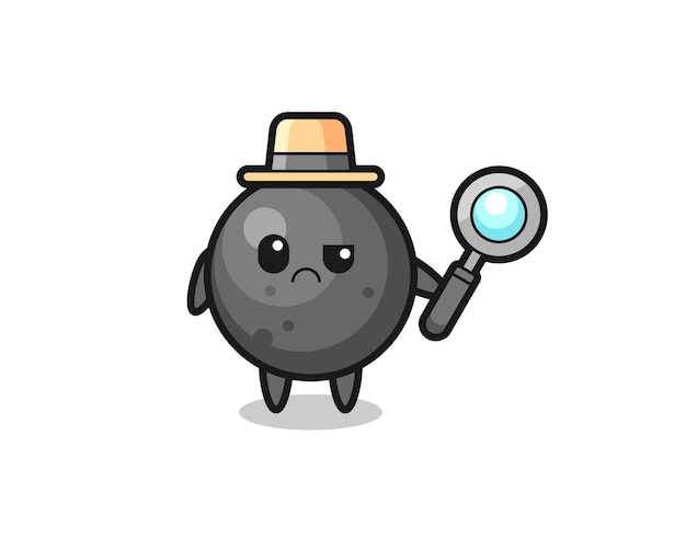 La mascota de la linda bola de cañón como un diseño de estilo detective lindo para el elemento del logotipo de la etiqueta de la camiseta