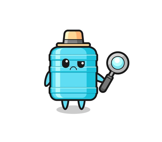 La mascota de una linda botella de agua de un galón como detective