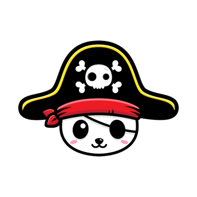 Vector mascota linda de la cabeza del pirata de la panda