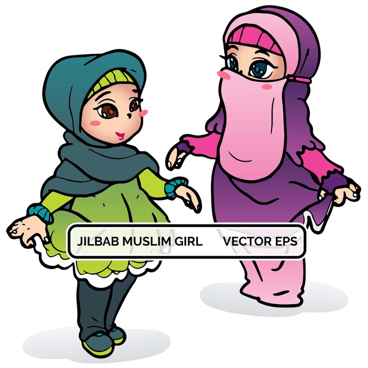 Mascota linda de Chibi de la niña musulmana