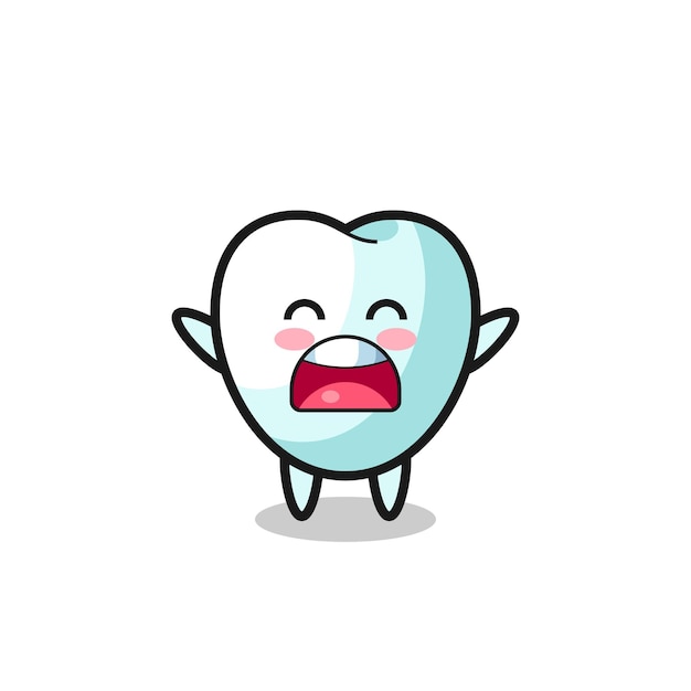 Mascota linda del diente con una expresión de bostezo