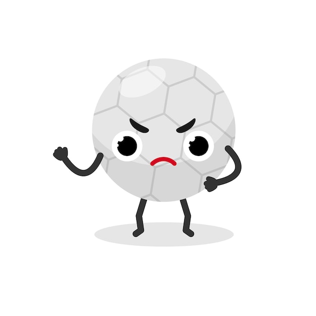 Mascota linda del emoji del fútbol del balón de fútbol enojado