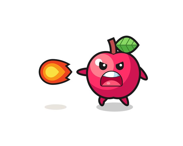 La mascota linda de la manzana está disparando poder de fuego, diseño lindo