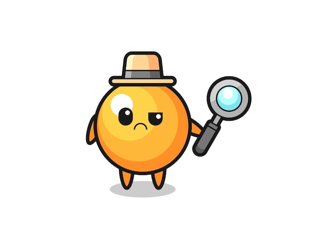 La mascota de la linda pelota de ping pong como detective.