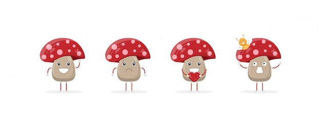Mascota linda del personaje de dibujos animados de la seta