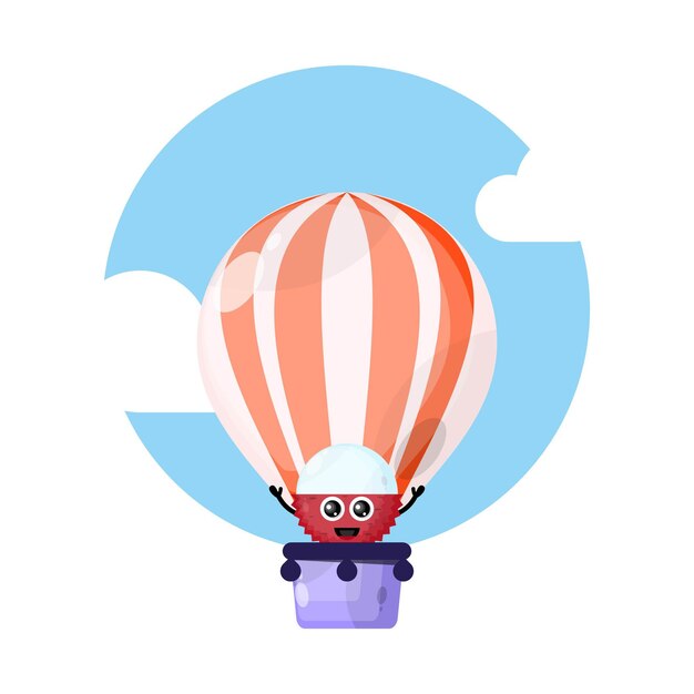 Mascota linda del personaje del globo de aire caliente de Lychee