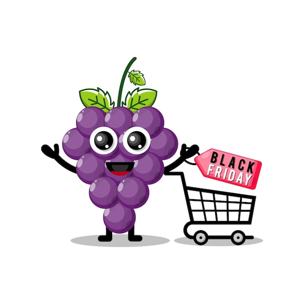 Vector mascota linda del personaje del viernes negro del vino de compras