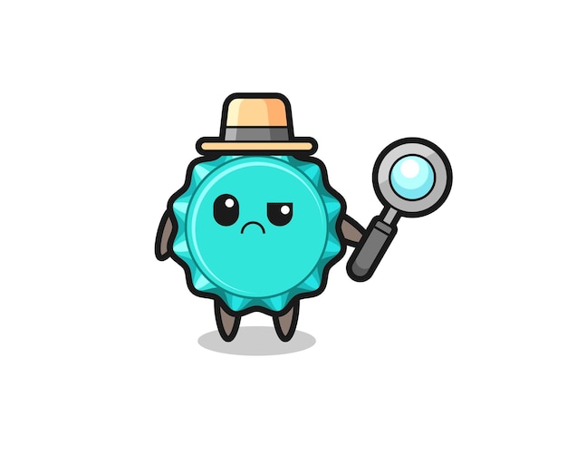 La mascota de la linda tapa de botella como detective.