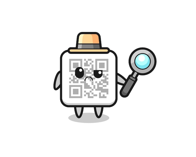 La mascota del lindo código qr como detective.