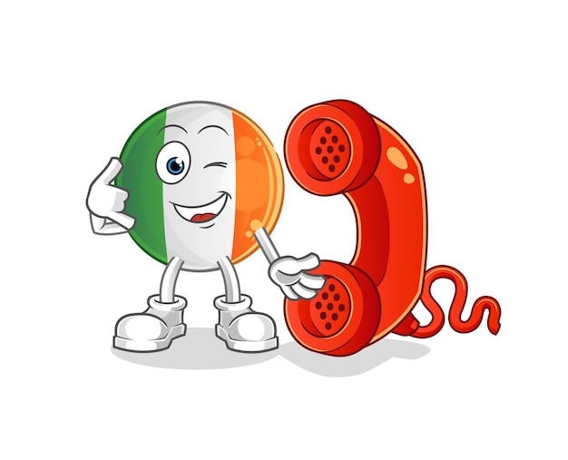 Mascota de llamada de bandera irlandesa. vector de dibujos animados