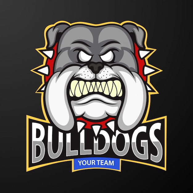Vector mascota del logo de cabeza de bulldog enojado