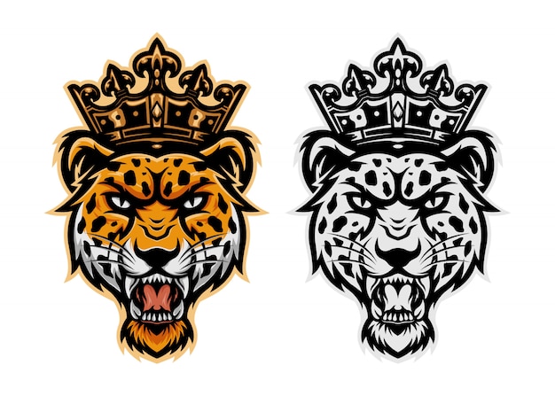 Mascota del logo de cabeza de leopardo rey