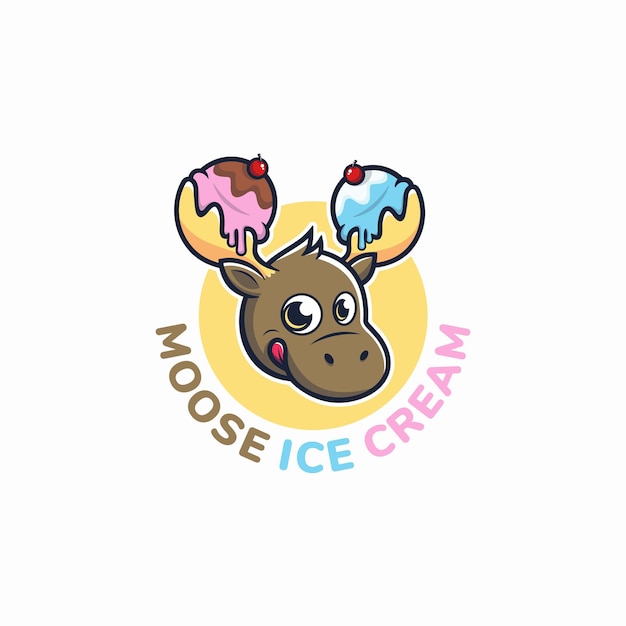 Mascota del logotipo de los alces con helado en el cuerno