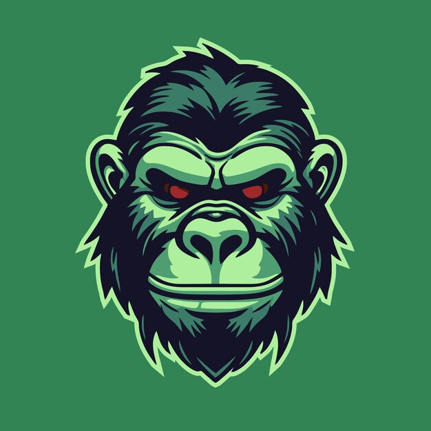 Mascota del logotipo de la cabeza del gorila del mono tóxico para la cubierta de la camiseta emblema de la insignia del esport
