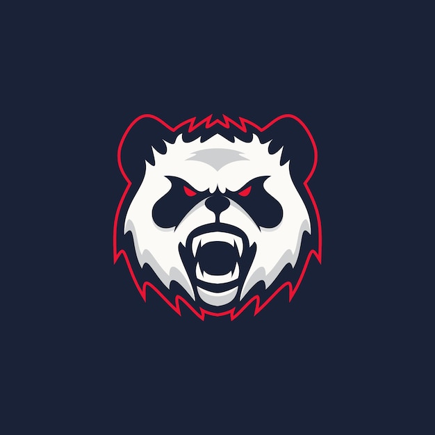 mascota del logotipo de la cabeza del panda enojado