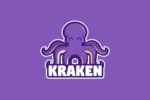 Vector mascota del logotipo del calamar morado