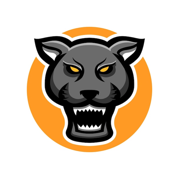 Mascota del logotipo del deporte de la pantera negra aislada en el fondo blanco