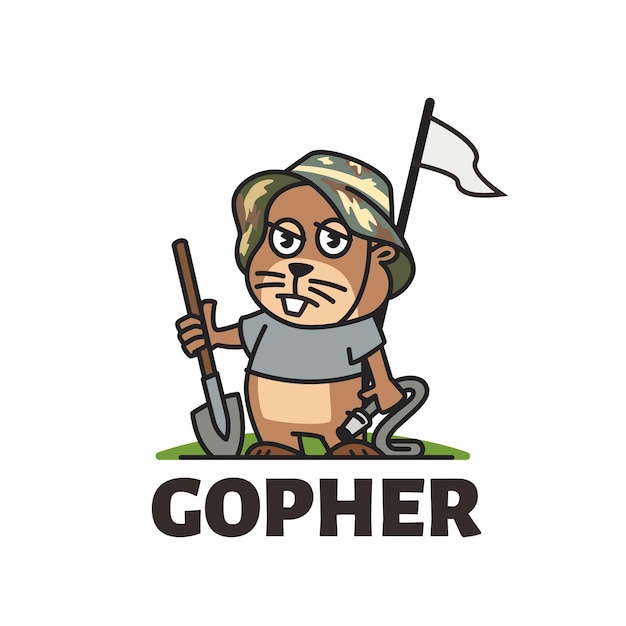 Mascota del logotipo de gopher en dibujos animados