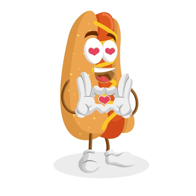 La mascota del logotipo de Hoydog en la pose del amor
