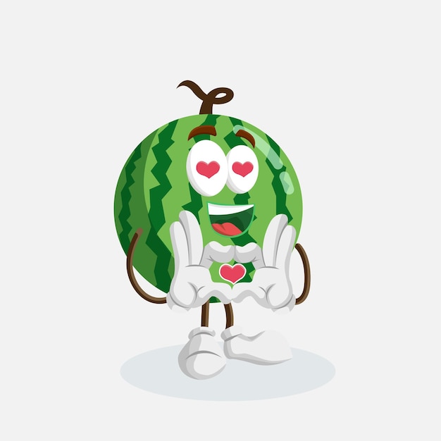 La mascota del logotipo del mango en la pose del amor