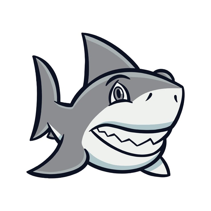 La mascota del logotipo del pez tiburón