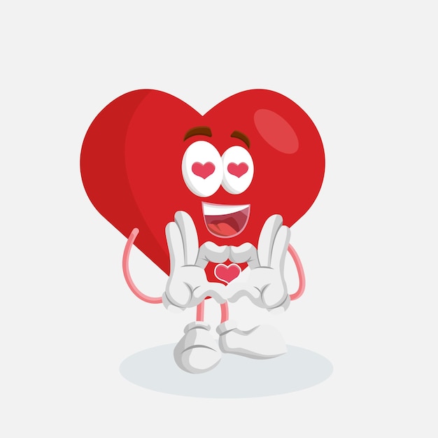 La mascota del logotipo de San Valentín en la pose del amor