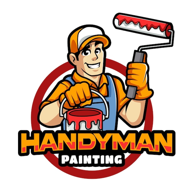 La mascota del logotipo del trabajador pintor para su marca