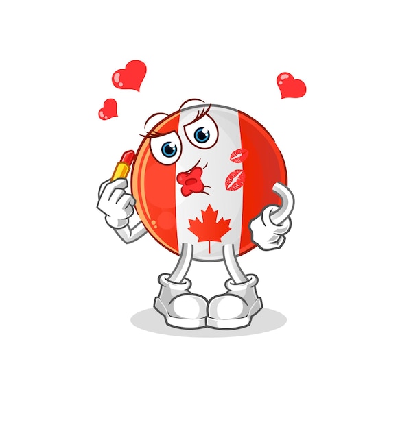 Mascota de maquillaje de la bandera de Canadá. vector de dibujos animados