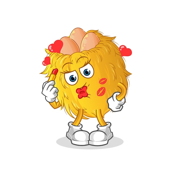 Mascota de maquillaje de nido de pájaro. vector de dibujos animados