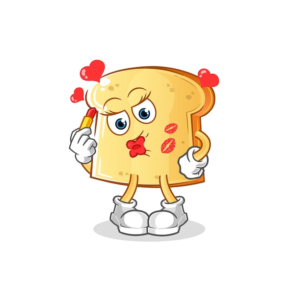 Mascota de maquillaje de pan blanco. vector de dibujos animados
