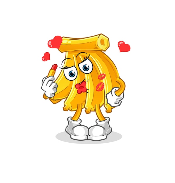 Mascota de maquillaje de plátano. vector de dibujos animados