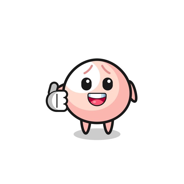 Mascota Meatbun haciendo pulgares arriba gesto lindo diseño